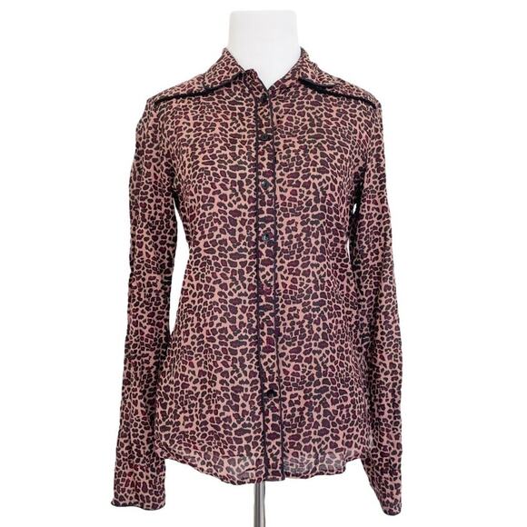 SCOTCH & SODA Maison Scotch Createurs de Vetements Leopard Button-Front Top 1 - Picture 1 of 11